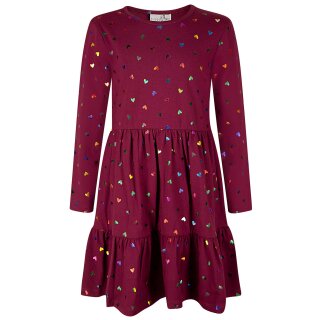 Happy girls Kleid Herzen bunt Langarm Rockteil gestuft berry