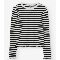 Losan Mädchen Langarmshirt Ringel schwarz creme