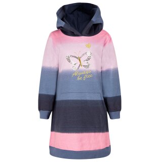 Happy girls Sweatkleid Schmetterling Kapuze Langarm blau rosa
