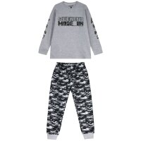 ENERGIERS Jungen Pyjama Schlafanzug hellgrau camouflage