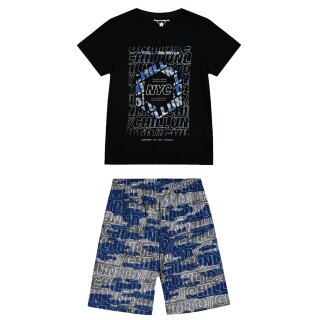 ENERGIERS Jungen Shorty Schlafanzug kurz schwarz blau