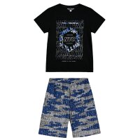 ENERGIERS Jungen Shorty Schlafanzug kurz schwarz blau