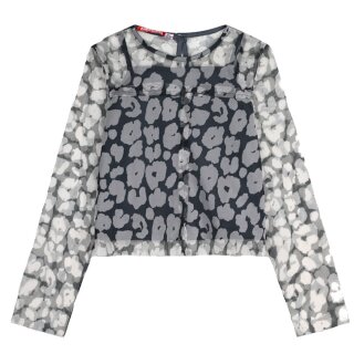 ENERGIERS Bluse Trägertop Langarm Tüllshirt anthrazit