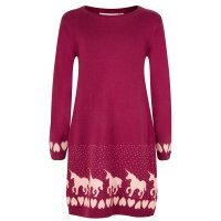 Happy Girls Kleid Langarm Strickkleid Einhorn Herz berry