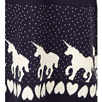 Happy Girls Kleid Langarm Strickkleid Einhorn Herz navy