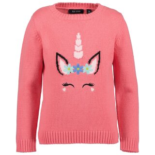 Blue Seven Mädchen Pullover Strickpullover Einhorngesicht lachs