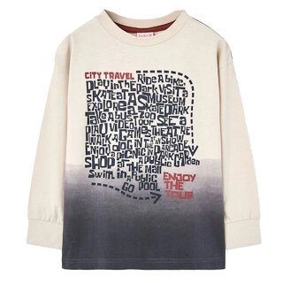 BÒBOLI Jungen Langarmshirt T-Shirt Langarm Schriftblock creme