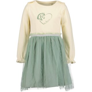 Blue Seven Mädchen Kleid Langarm Tüllrock Pferd beige grün