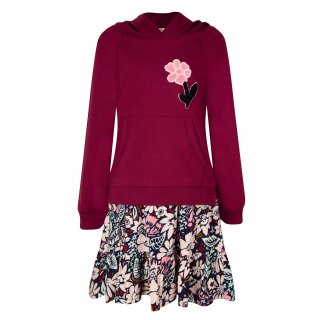 Happy girls Kleid Blume Kapuze Langarm berry