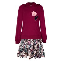 Happy girls Kleid Blume Kapuze Langarm berry