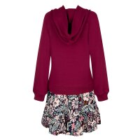 Happy girls Kleid Blume Kapuze Langarm berry
