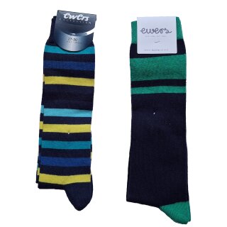 Ewers Jungen 2er Pack Ringel Kniestrümpfe navy bunt Gr.27-30