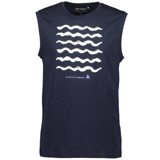 Blue Seven Herren Muskelshirt Tank Top Wellen dunkelblau