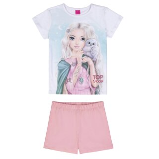 TOPModel Jill Eule Shorty Pyjama Schlafanzug kurz weiß rosa