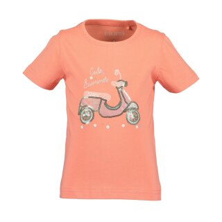 Blue Seven Mädchen T-Shirt Pailletten Mofa lachs