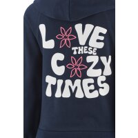 Happy girls Sweatkleid Rückendruck Kapuze Langarm navy blau