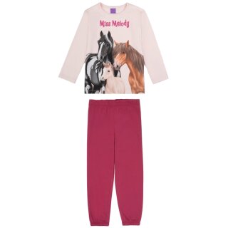 Miss Melody Pyjama Schlafanzug lang Pferdefamilie Rose Water/Malaga