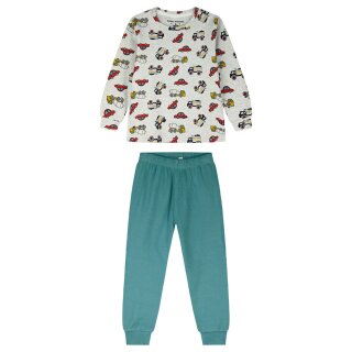 ENERGIERS Jungen Schlafanzug lang Pyjama Autos Ice Green