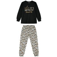 ENERGIERS Mädchen Schlafanzug lang Pyjama Leo black