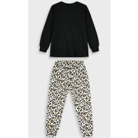 ENERGIERS Mädchen Schlafanzug lang Pyjama Leo black