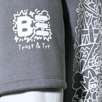 blue effect boys Hoodie Kapuzen Sweatshirt Oversized Steingrau weiß.