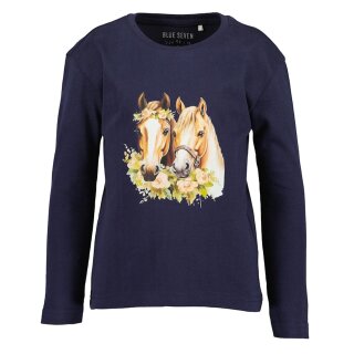 Blue Seven Mädchen Langarmshirt Pferdeköpfe nachtblau