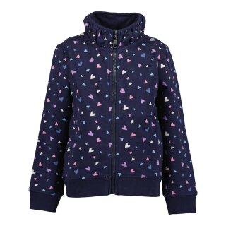 Blue Seven Mädchen Sweatjacke Herzen Jacke Stehkragen nachtblau