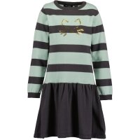 Blue Seven Strickkleid Cats Kleid Langarm Streifen Anthrazit