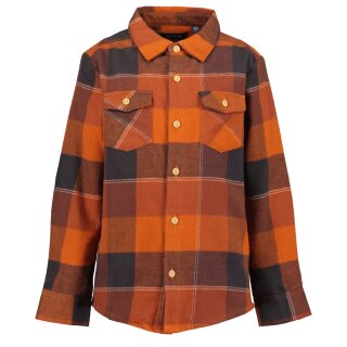 Blue Seven Jungen Hemd kariert Karohemd Langarm Flanelhemd kupfer