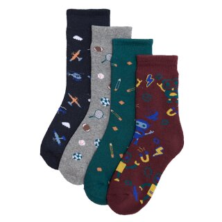 Ysabel Mora 3er Pack Jungen Thermosocken Socken Strümpfe Roboter Sport Flugzeuge Stifte bunt