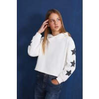 Blue Seven Mädchen Kapuzenpullover Sterne Sweatshirt Off-White