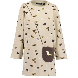 Blue Seven Mädchen Sweatkleid Hund Herzen kieselbeige
