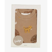 Feetje Kinder Schlafanzug Pyjama lang Milo Mammoth Ripp taupe