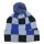 Fiebig Strickmütze Bommelmütze Mütze Schachbrettmuster blau