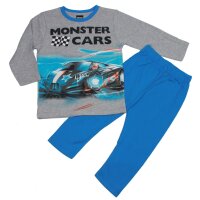Monster cars Pyjama Schlafanzug lang grau blau