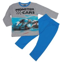 Monster cars Pyjama Schlafanzug lang (98802) grau blau Gr.  98